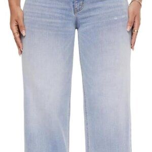 Effortless Mid-Low Rise Wide Leg Jeans for Women - Distressed Comfort, Size 30